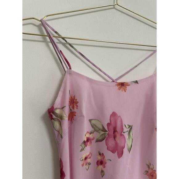 Vintage Studio Y Mini Y2K Chiffon Dress 3/4 Cottage Roses Fairy Core Pink - Picture 2 of 9